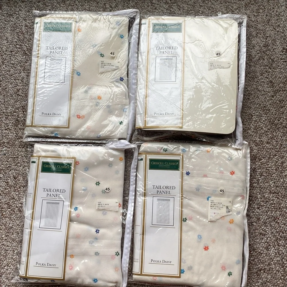 Croscill Polka Daisy Curtains 4 Panel Set 40x84 Floral Daisy Window Drapes